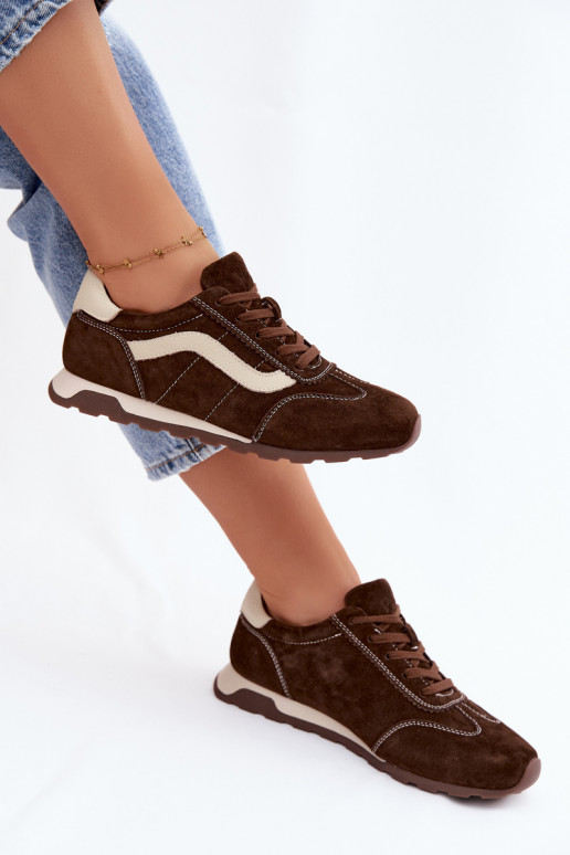 Zapatillas de hombre con plataforma de ante sintético color chocolate