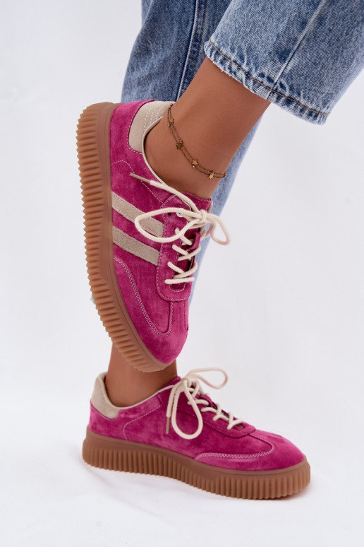 Zapatillas de hombre con plataforma de ante sintético color rosa-arena