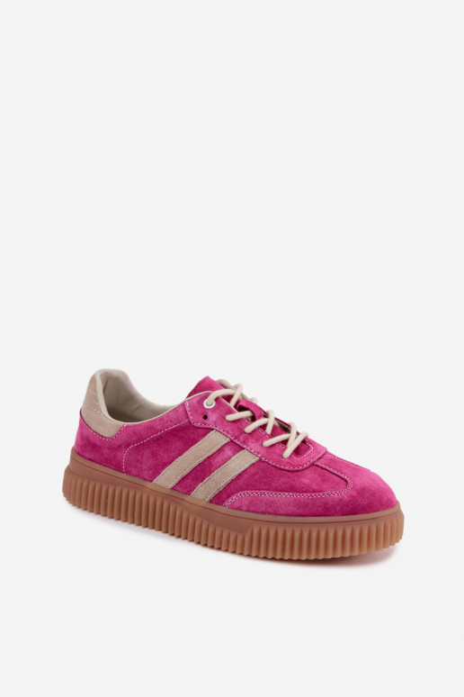 Zapatillas de hombre con plataforma de ante sintético color rosa-arena