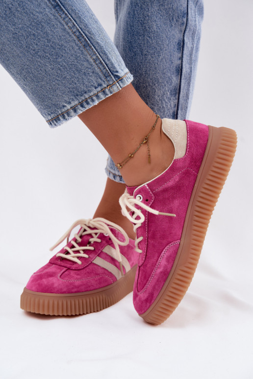 Zapatillas de hombre con plataforma de ante sintético color rosa-arena