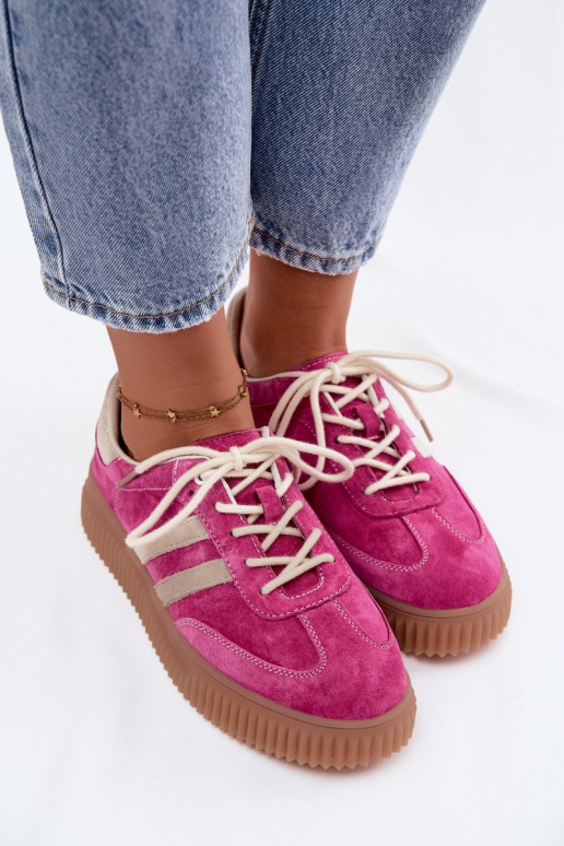 Zapatillas de hombre con plataforma de ante sintético color rosa-arena