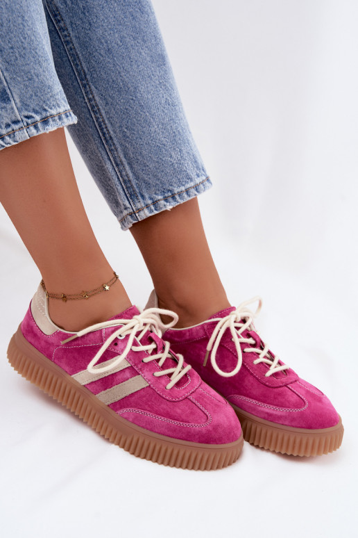 Zapatillas de hombre con plataforma de ante sintético color rosa-arena