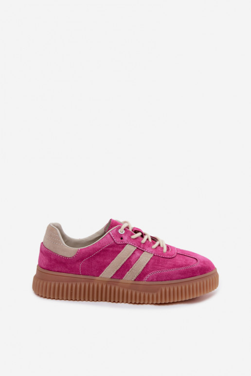 Zapatillas de hombre con plataforma de ante sintético color rosa-arena