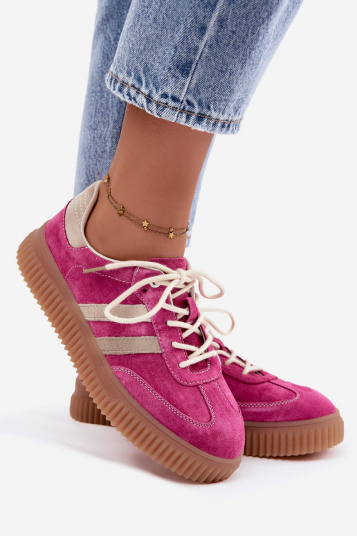 Zapatillas de hombre con plataforma de ante sintético color rosa-arena