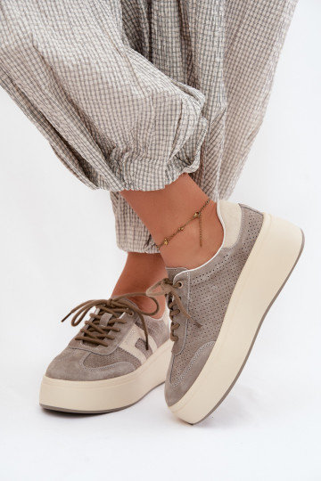 Zapatillas grises para mujer con plataforma y perforación Umbry