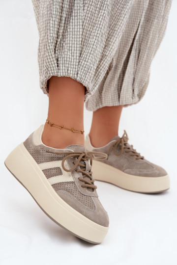 Zapatillas grises para mujer con plataforma y perforación Umbry 2