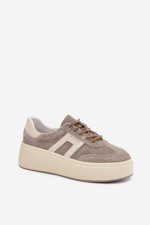 Zapatillas grises para mujer con plataforma y perforación Umbry