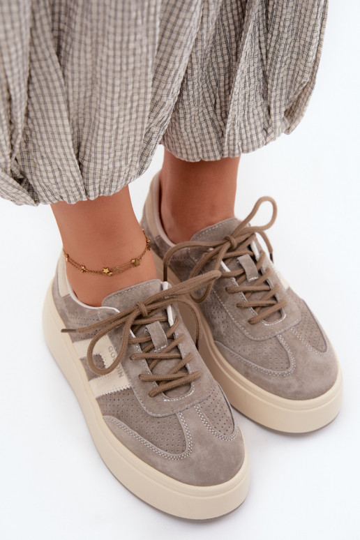 Zapatillas grises para mujer con plataforma y perforación Umbry