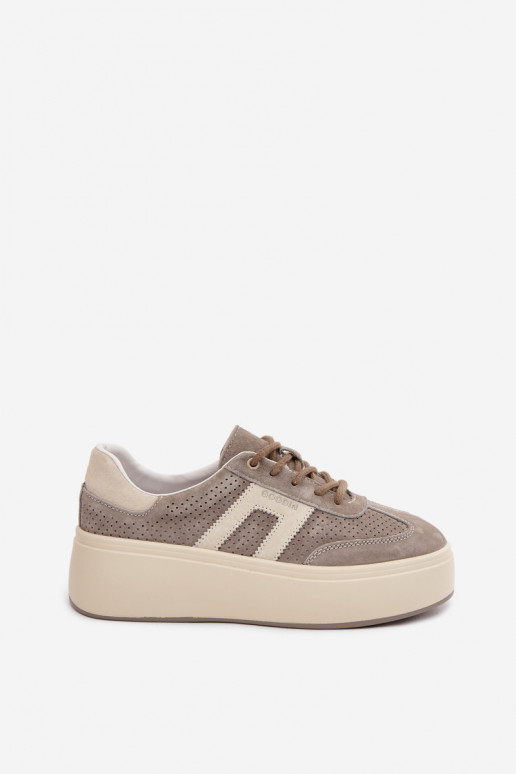 Zapatillas grises para mujer con plataforma y perforación Umbry