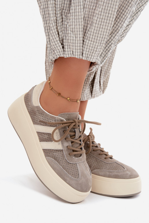 Zapatillas grises para mujer con plataforma y perforación Umbry