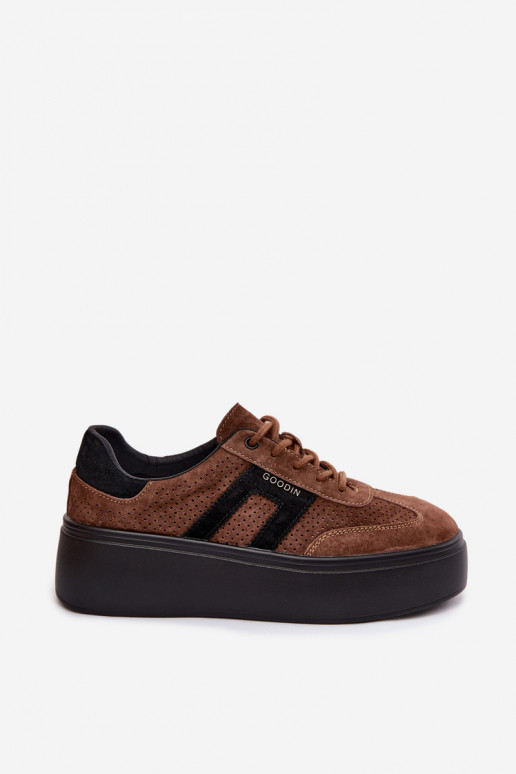 Zapatillas marrones para mujer con plataforma y perforación Umbry