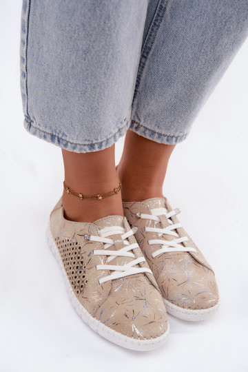 Zapatos de color arena estampados con elementos calados de ante sintético Tenebra