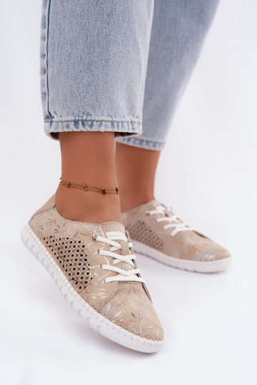 Zapatos de color arena estampados con elementos calados de ante sintético Tenebra 2