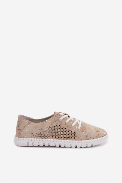 Zapatos de color arena estampados con elementos calados de ante sintético Tenebra