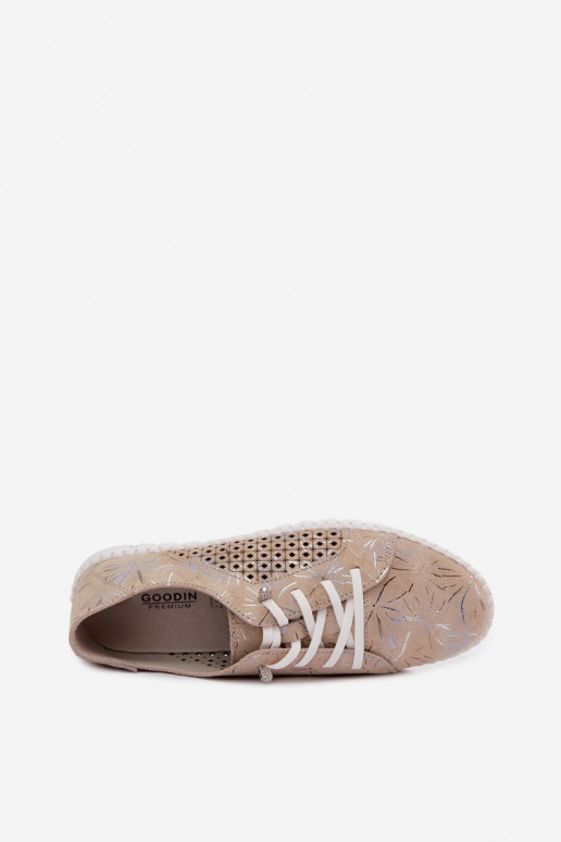 Zapatos de color arena estampados con elementos calados de ante sintético Tenebra