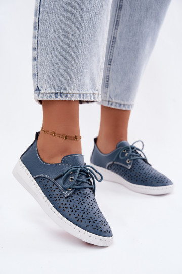 Zapatos azul oscuro para mujer con elementos calados Softie