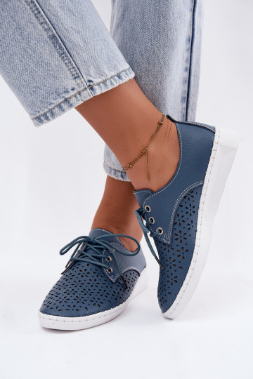 Zapatos azul oscuro para mujer con elementos calados Softie 2