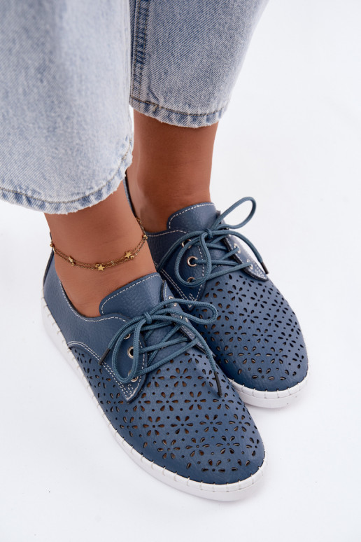 Zapatos azul oscuro para mujer con elementos calados Softie
