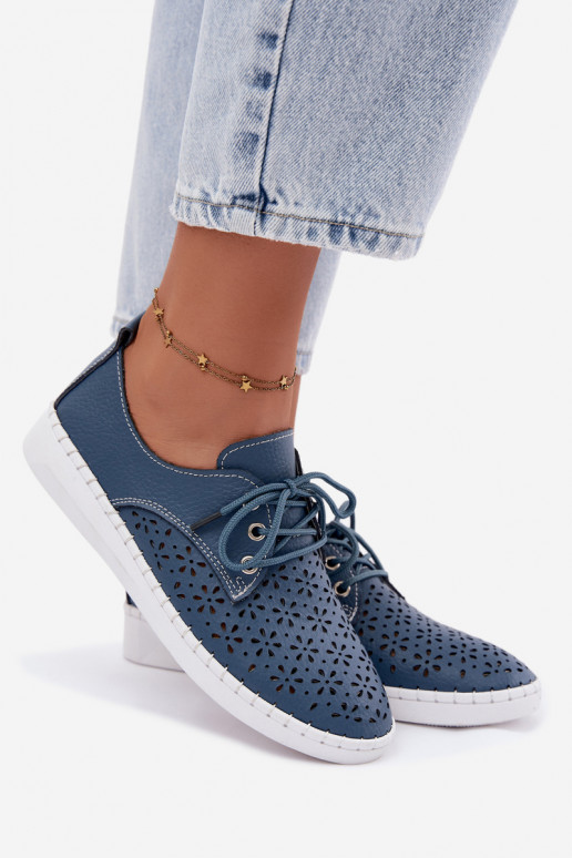Zapatos azul oscuro para mujer con elementos calados Softie