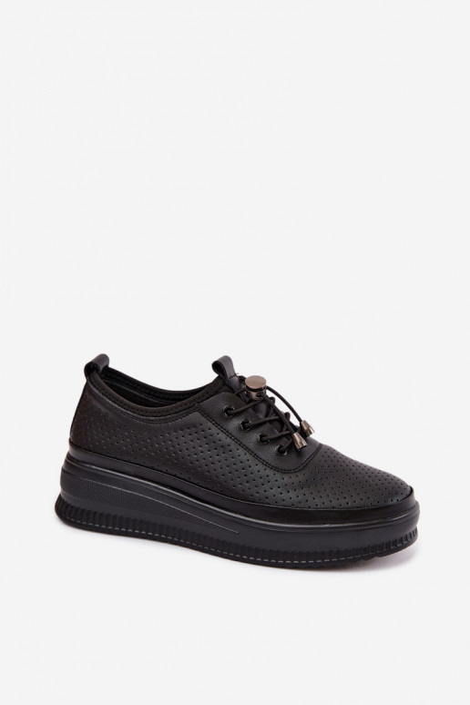 Zapatos negros para mujer con plataforma y perforación Dalila
