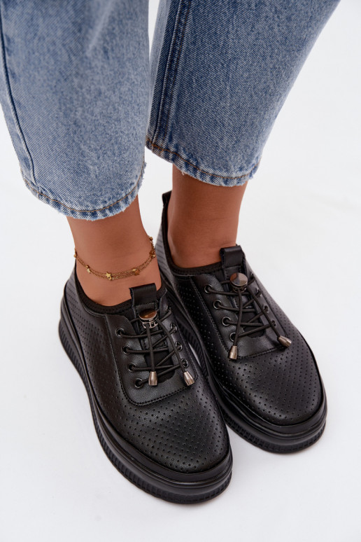 Zapatos negros para mujer con plataforma y perforación Dalila