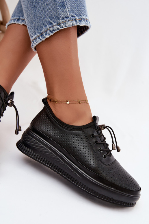 Zapatos negros para mujer con plataforma y perforación Dalila