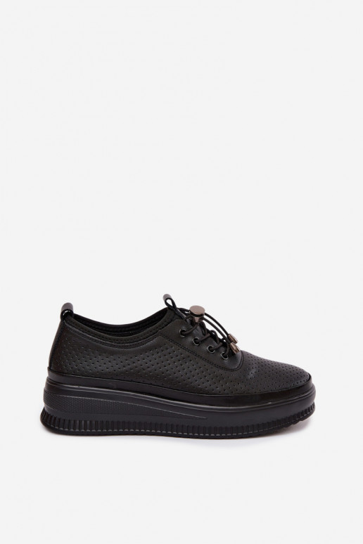 Zapatos negros para mujer con plataforma y perforación Dalila