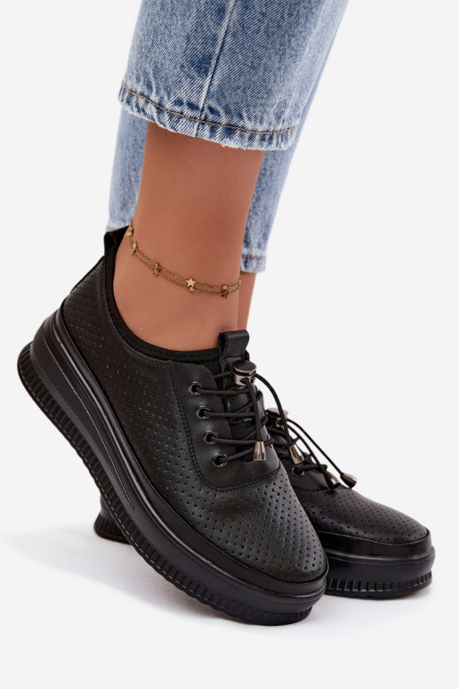 Zapatos negros para mujer con plataforma y perforación Dalila