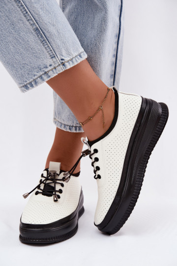 Zapatos blancos para mujer con plataforma y perforación Dalila