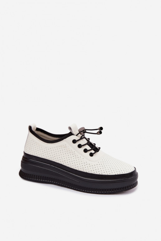Zapatos blancos para mujer con plataforma y perforación Dalila