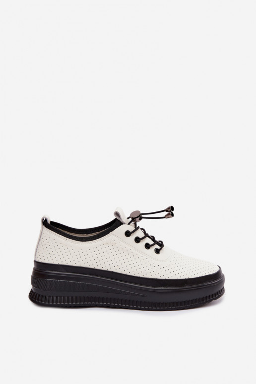 Zapatos blancos para mujer con plataforma y perforación Dalila