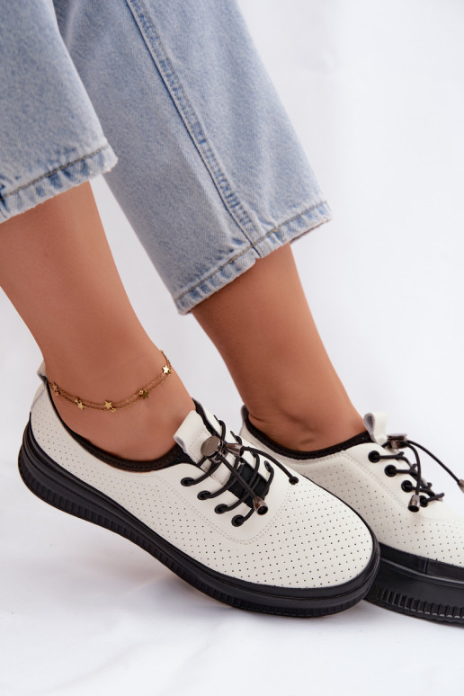 Zapatos blancos para mujer con plataforma y perforación Dalila