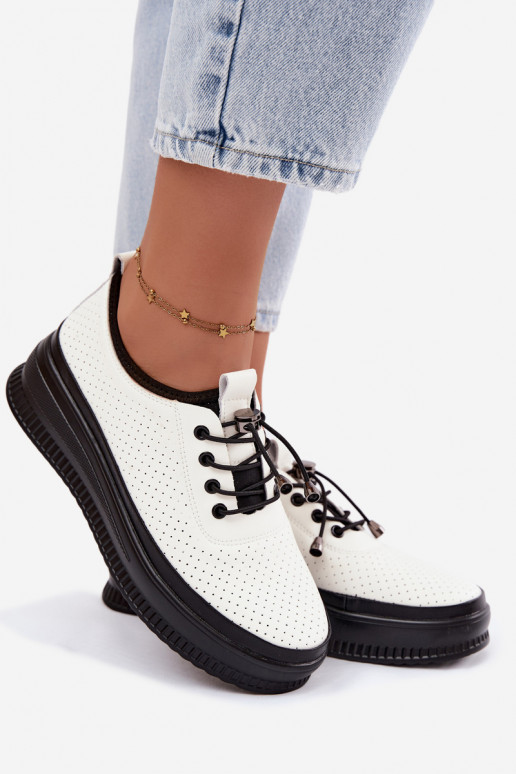 Zapatos blancos para mujer con plataforma y perforación Dalila