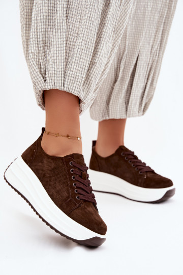 Zapatillas de color chocolate para mujer de ante sintético con plataforma Inaya