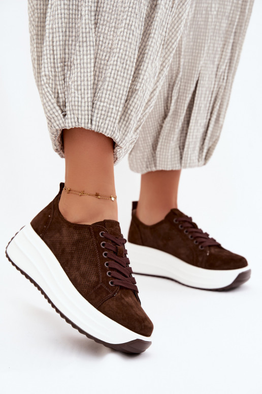 Zapatillas de color chocolate para mujer de ante sintético con plataforma Inaya