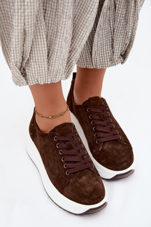 Zapatillas de color chocolate para mujer de ante sintético con plataforma Inaya