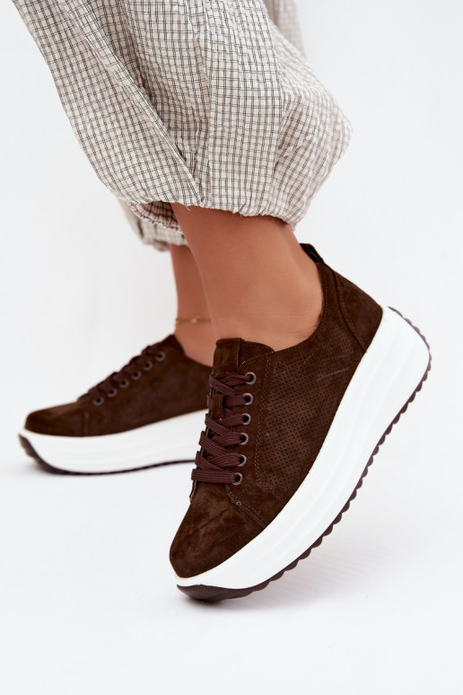 Zapatillas de color chocolate para mujer de ante sintético con plataforma Inaya