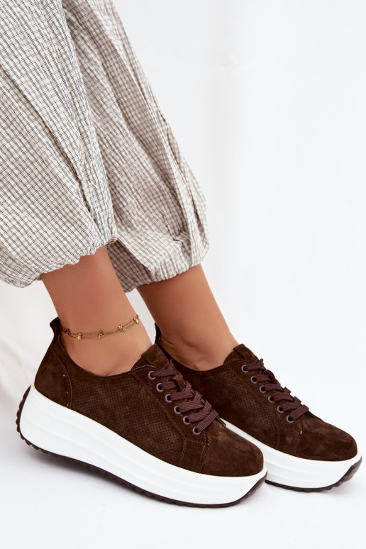 Zapatillas de color chocolate para mujer de ante sintético con plataforma Inaya