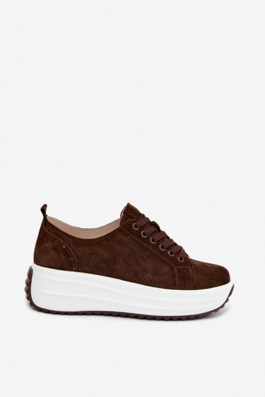 Zapatillas de color chocolate para mujer de ante sintético con plataforma Inaya