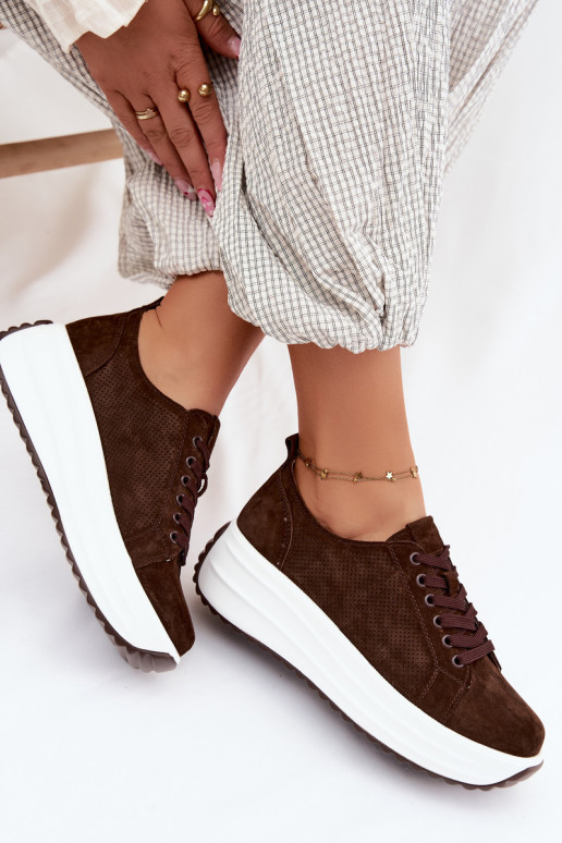 Zapatillas de color chocolate para mujer de ante sintético con plataforma Inaya