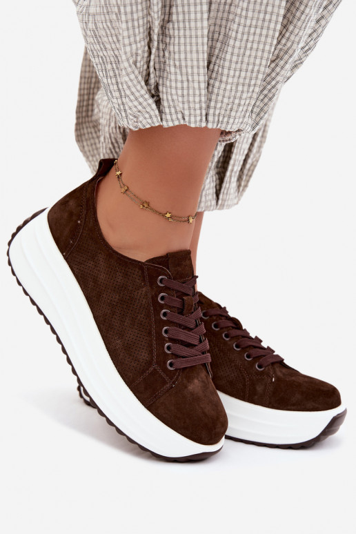 Zapatillas de color chocolate para mujer de ante sintético con plataforma Inaya