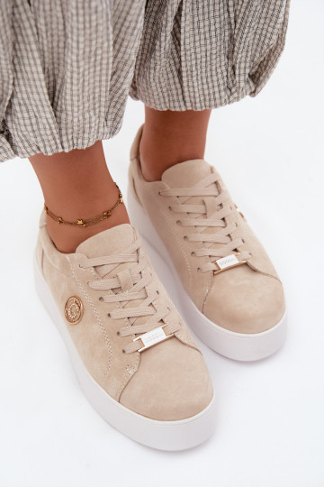 Zapatillas de color arena para mujer de ante sintético con plataforma Dainty