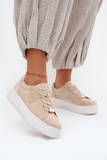 Zapatillas de color arena para mujer de ante sintético con plataforma Dainty 2