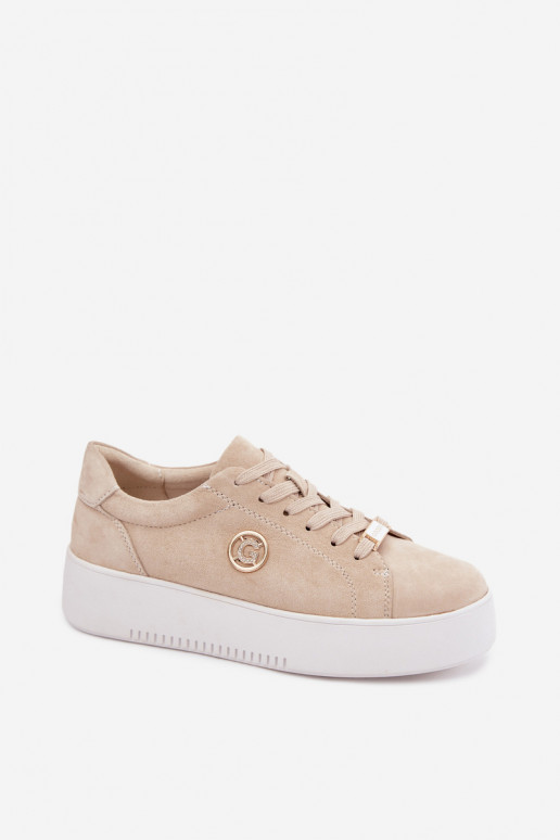 Zapatillas de color arena para mujer de ante sintético con plataforma Dainty