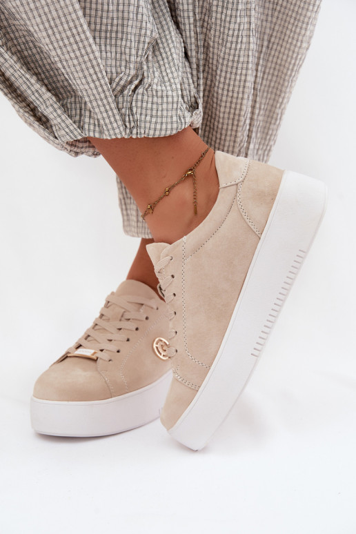 Zapatillas de color arena para mujer de ante sintético con plataforma Dainty