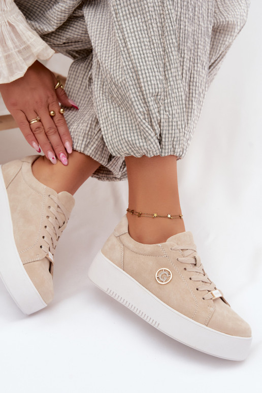 Zapatillas de color arena para mujer de ante sintético con plataforma Dainty