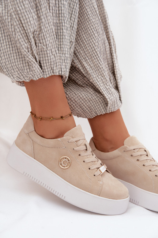 Zapatillas de color arena para mujer de ante sintético con plataforma Dainty