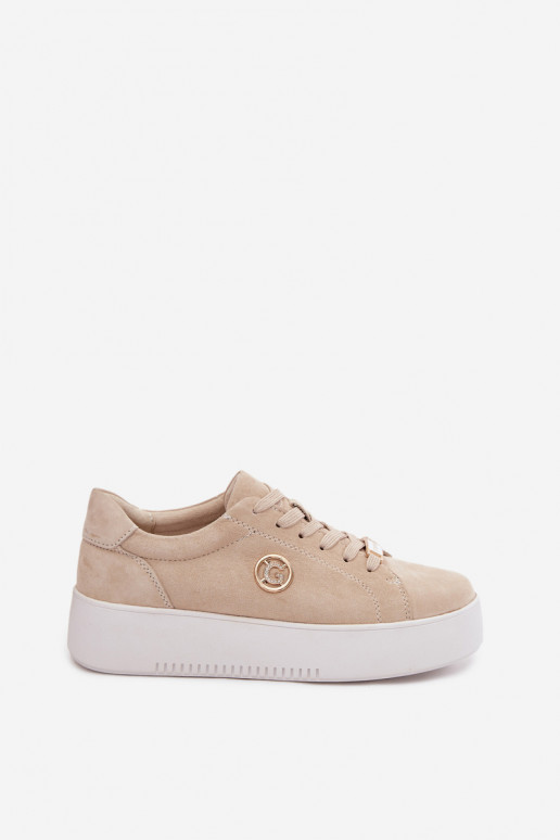 Zapatillas de color arena para mujer de ante sintético con plataforma Dainty