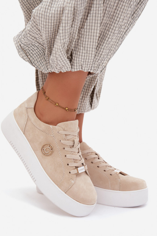 Zapatillas de color arena para mujer de ante sintético con plataforma Dainty