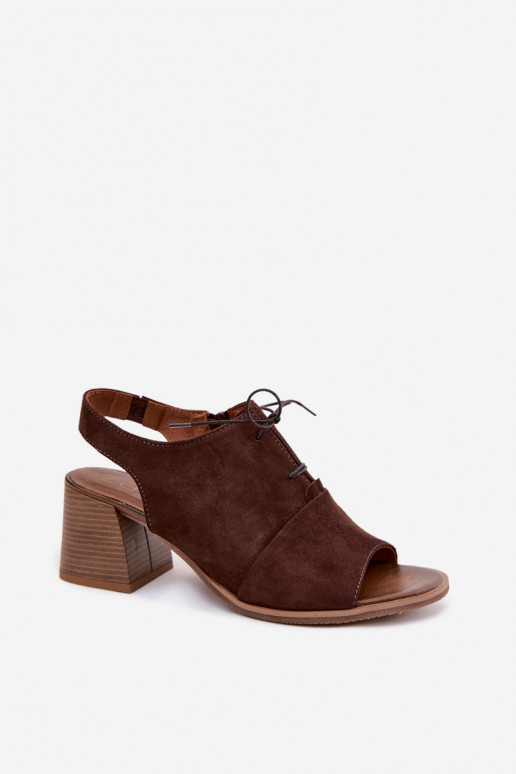 Zapatos de tacón elegantes de cuero con detalles estilizados Zazoo 40523 en color chocolate